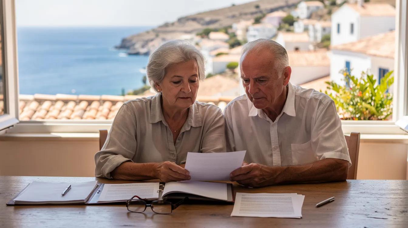 Couple de retraités suisses préparant le calendrier de leur installation fiscale en Espagne